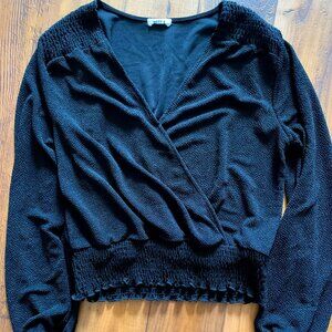 West K Black Faux Wrap Top - L